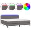 Vidaxl Box spring postelja z vzmetnico LED siva 200x200cm umetno usnje