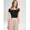 Sinsay - Crop top sa kratkim rukavima - crno