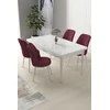 Hanah Home Set Trpezarijski sto i 4 stolice Nil, Bordo-beli