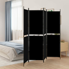 Sobna pregrada s 4 panela crna 200 x 180 cm od tkanine