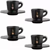 Skodelice za espresso, osmerokotne, 4 delni set - črna/baker