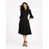 BIBI SAKALIEVA Obleka Black Open-Back Midi Dress with Bell Sleeves črna
