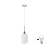 LED luster na sajli HARMA 1xE27/60W/230V prečnik 14 cm mat hrom/bela