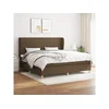 Den Box spring postelja z vzmetnico temno rjav 200x200 cm blago