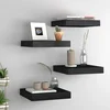 shumee vidaXL Stenske police, 4 kosi, črne, 23 x 23,5 x 3,8 cm, MDF
