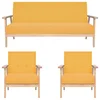 3-dijelni set sofa od tkanine žuti