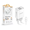Aligator 2,4A pametni omrežni polnilnik, 2xUSB, pametni IC, bel, kabel micro USB