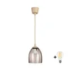 Brilagi - LED luster na sajli R GLASS 1xE27/60W/230V prečnik 17 cm bež/dimljeno bež