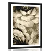 Plakat s paspartujem impresionistični svet rož v sepia varianti - 40x60 no frame