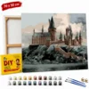 ERS Slika po številkah z okvirjem Pogled na Hogwarts Harry Potter 70x50cm