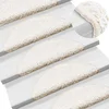 Stopniščne preproge 15 kosov 56x17x3 cm bele polkrožne