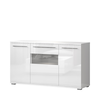 JELA KOMODA K150-3KS/PN - kolekcija Piano - Bela lak/Kristalno Bela HG Lak - 150x85x45 cm