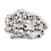 Porcelanske kroglice s cvetovi O6 mm - modra pariška (10 kosov)