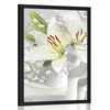 Plakat bela lilija na zanimivem ozadju - 20x30 silver