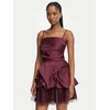 Rinascimento Cocktail obleka CFC0130374003 Bordo rdeča Slim Fit