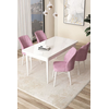 Hanah Home Set Trpezarijski sto i 4 stolice Arp, Belo-roze