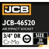 JCB Udarna glava 3/4 20mm 6-kotnični Cr-Mo NASTAVEK ključ
