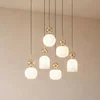 TK Lighting Visoka svetilka Sophia, 6-žarilna, bela/konjak, dolžina 65 cm, E14 - Dnevna soba/jedilnica - Sodobni - bela, konjakova, črna - Steklo