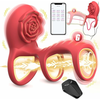 SuperLove Rose Triple Vibrating Cock Ring with Clitoral & G-Spot Stimulation & Remote Red