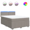 Vidaxl Box spring postelja z vzmetnico taupe 140x200 cm blago