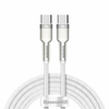 USB-C v USB-C pleten kabel Baseus Cafule Metal Data s PD in QC 5A, 100W - 1m - bel-siv