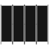 Sobna pregrada s 4 panela crna 200 x 180 cm