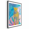 shumee Eksotični leopardji plakat - barvit portret geparda na ozadju tropskih listov