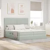 vidaXL Postelja z LED lučmi z vzglavjem Svetlo siva 200 x 200 cm Žamet
