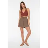 Trendyol Mink Relaxed Fit Regular Waist Wrap/Textured Knitted Shorts