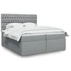 vidaXL Box spring postelja z vzmetnico svetlo siva 200x200 cm blago