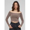Womens Off Shoulder Glitter Long Sleeve Gold