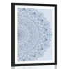 Plakat s paspartujem Mandala z detajli v modri barvi - 60x90 black