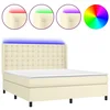 Vidaxl Box spring postelja z vzmetnico LED krem 160x200cm umetno usnje