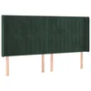 Vidaxl Vzglavje z ušesi temno zeleno 183x16x118/128 cm žamet