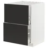 METOD / MAXIMERA Pod.element sudop. i 2front/2fioke, bela/Nickebo boja antracita, mat, 60x60 cm