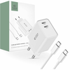 POLNILEC ZA MOBILNE IN TABLIČNE RAČUNALNIKE TECH-PROTECT C35W 2-PORT NETWORK CHARGER PD35W + TYPE-C CABLE WHITE