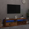 2-dijelni TV ormarić s LED svjetlima od starog drveta