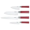 Northix Komplet nožev Santoku, 4-delni - rdeč
