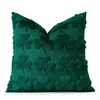 Dekorativna prevleka za blazino 50x50 cm zelena z vzorcem detelje Clover iz luksuznega mehkega plišastega sameta faux wool za dnevno sobo, spalnico, pisarno in vrt, 1 kos