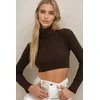 Trend Alacati Stili Ženska bluza dugih rukava ALC-695-001, Rolka, Smeđa