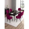 Hanah Home Set Trpezarijski sto i 6 stolica Are, Bordo-crni
