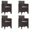 Vidaxl Vrtni Stol z blazino 4 szt. Rjava 53 x 49 x 85 cm Polipropilen