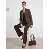 Sinsay - Elegantne wide leg pantalone sa faltama - tamno braon