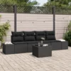 Set sofe s jastukom s jastukom 5 pcs Crna poliratan