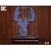 Black Cut 3D Lampa Jelen, Hladno bela