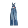 Tommy Jeans Kavbojke z naramnicami moder denim/svetlo rdeča/bela