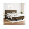 Den Box spring postelja z vzmetnico temno rjav 200x200 cm blago