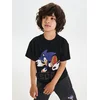 Sinsay - Pamučna loose majica sa printom Sonic the Hedgehog - crno