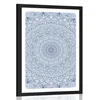 Plakat s paspartujem okrasna Mandala z detajli v modri barvi - 60x90 silver