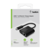 Belkin USB-C / Gigabit-Ethernet- Adapter 60W PD, black INC001btBK